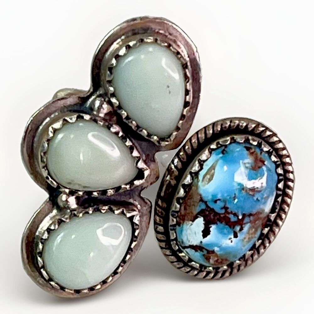 Golden Hills Turquoise Paloma Sterling Silver Native Style SW Cluster Ring Adj